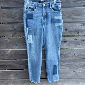 JUDY BLUE Boyfriend Patchwork Blue Jeans